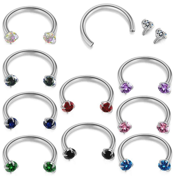 Double Gem Internally Threaded Horseshoe 18g