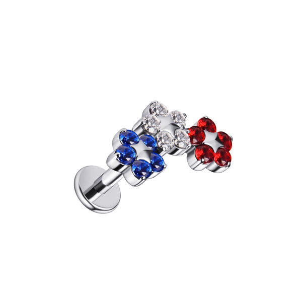 Titanium Triple Star Internally Threaded Flatback Cartilage Ring