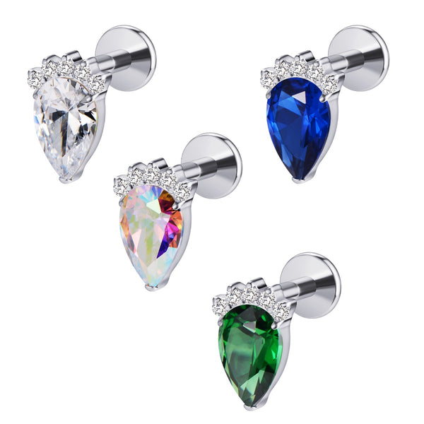 Titanium Teardrop Internally Threaded Design Flatback Ring