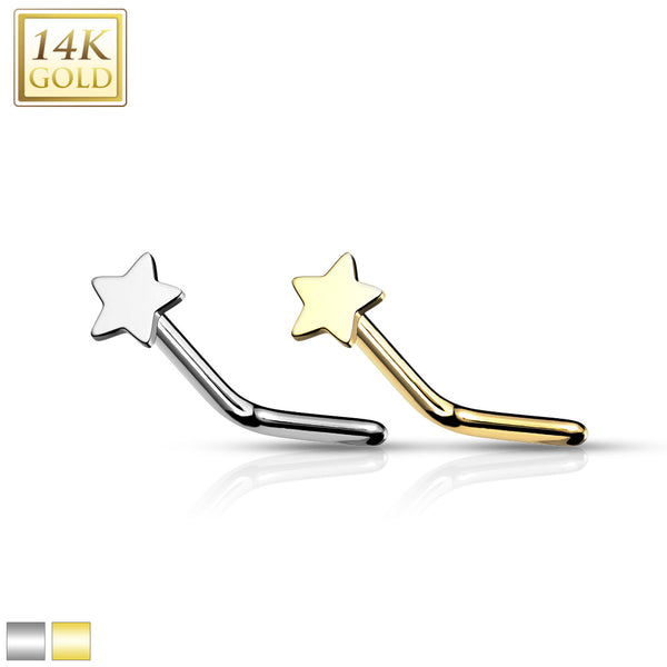 14k Gold Star L-Bend Nose Ring
