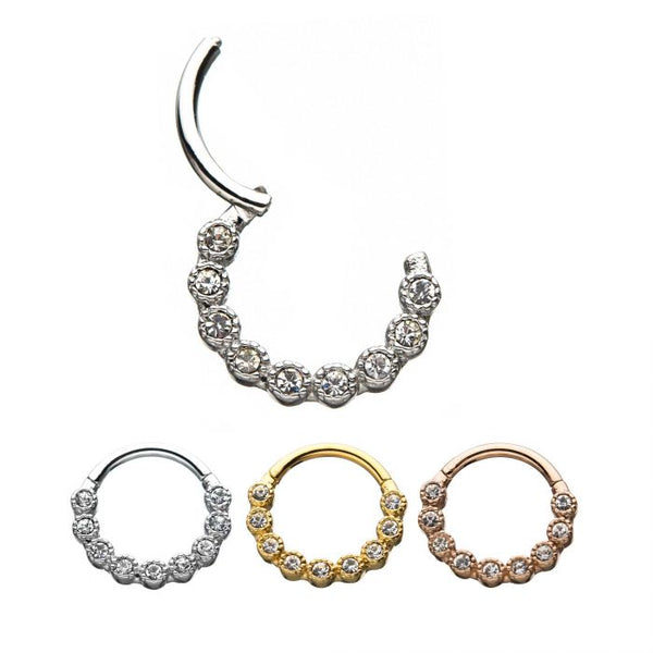 Bezel Set Gems Hinged Segment Ring