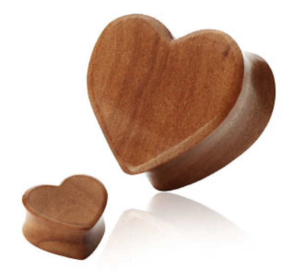 PAIR Organic Cherry Wood Heart Double Flared Plugs