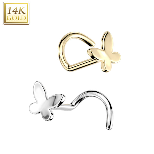 14k Gold Butterfly Nose Ring