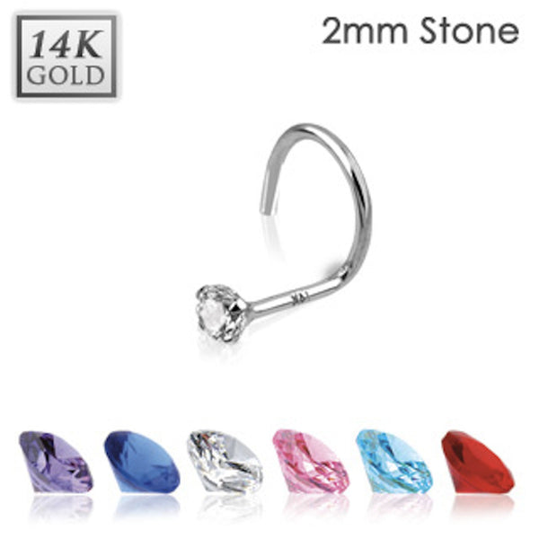 14k Solid White Gold Nose Screw Ring 20g