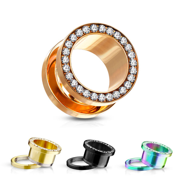 PAIR Plated Steel Gem Rim Screw-Fit Plugs