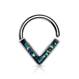 Opal Glitter Chevron Design Bendable Septum Ring