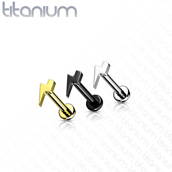 Titanium Lightning Bolt Flatback Ring