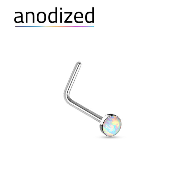 Anodized Opal L-Bend Titanium Nose Ring