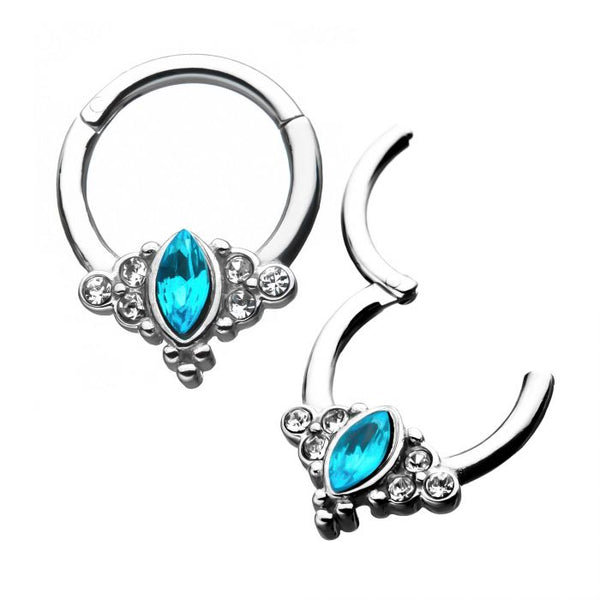 Aqua Marquise Hinged Segment Ring