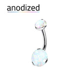 Anodized Double Opal Titanium Belly Ring
