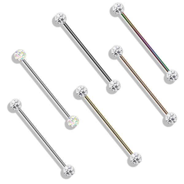 Crystal Ball Internally Threaded Industrial Barbell