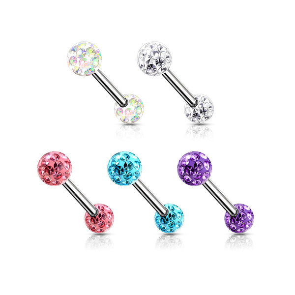 PAIR Crystal Paved Internally Threaded Nipple Rings