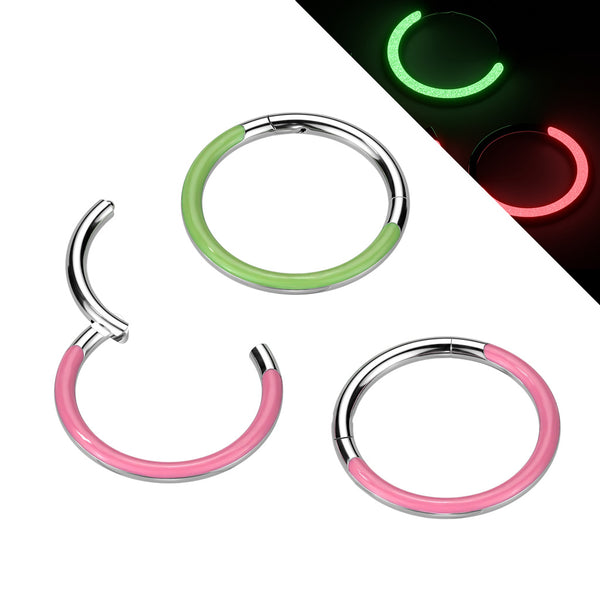 Front Facing Glow in the Dark Titanium Septum Ring