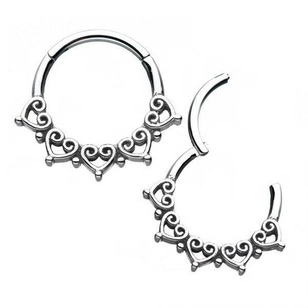 Heart Filigree Hinged Segment Ring