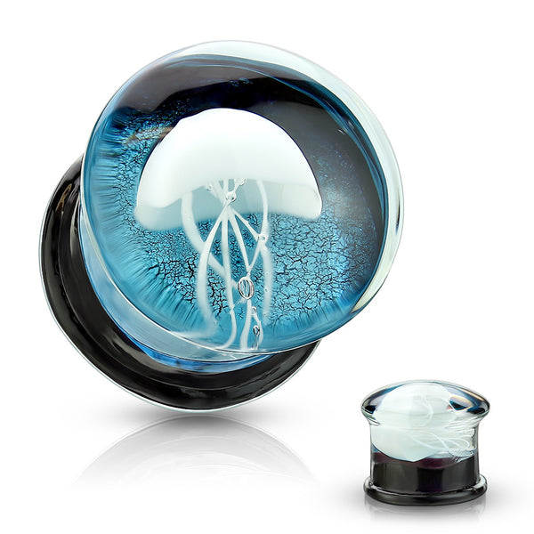 PAIR Floating Jellyfish Glass Double Flared Plugs
