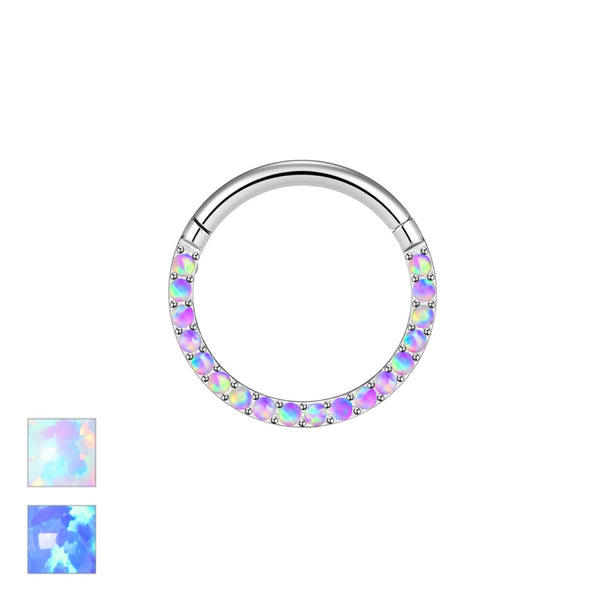 Front Facing Micro Opal Titanium Hinged Ring