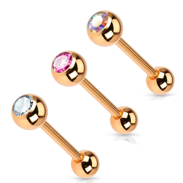 Rose Gold over Steel Tongue Ring – Beauty Mark Body Jewelry