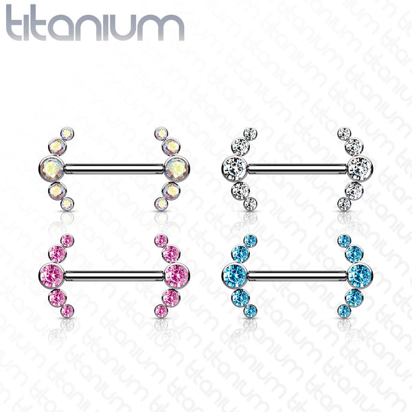 PAIR Gem Curved Titanium Nipple Rings