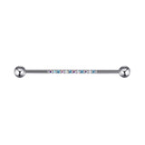 Single Line of Gems Titanium Internally Threaded Industrial Barbell