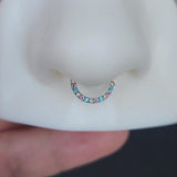 Titanium Front Facing Gems Hinged Ring