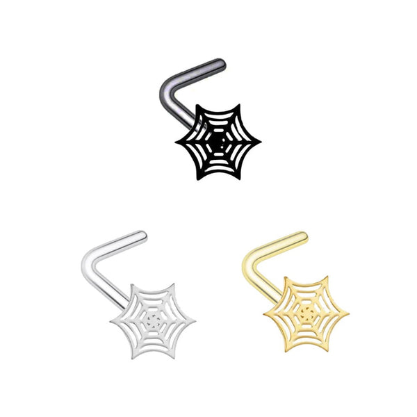 Spider Web Design L-Bend Nose Ring