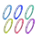 Anodized Titanium Micro Gem Hinged Nose Hoop
