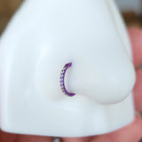Anodized Titanium Micro Gem Hinged Nose Hoop