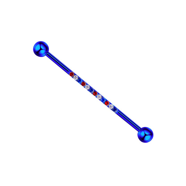 Anodized Blue Red - Clear -Blue Gem Industrial Barbell
