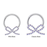 Titanium Bow Septum Ring | Gemstone Hinged Clicker | Coquette Jewelry 16g