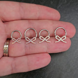 Titanium Bow Septum Ring | Gemstone Hinged Clicker | Coquette Jewelry 16g