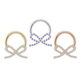 Titanium Bow Septum Ring | Gemstone Hinged Clicker | Coquette Jewelry 16g