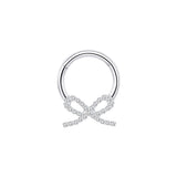 Titanium Bow Septum Ring | Gemstone Hinged Clicker | Coquette Jewelry 16g