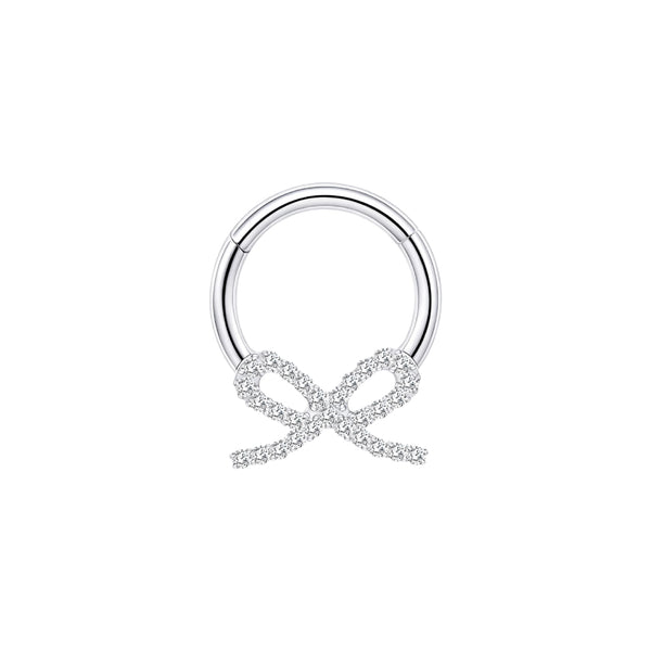 Titanium Bow Septum Ring | Gemstone Hinged Clicker | Coquette Jewelry 16g