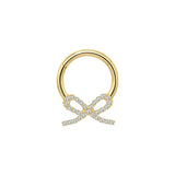 Titanium Bow Septum Ring | Gemstone Hinged Clicker | Coquette Jewelry 16g