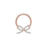 Titanium Bow Septum Ring | Gemstone Hinged Clicker | Coquette Jewelry 16g