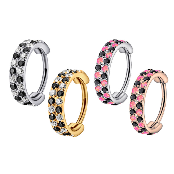 Checkered Pattern Titanium Hinged Nose Hoop