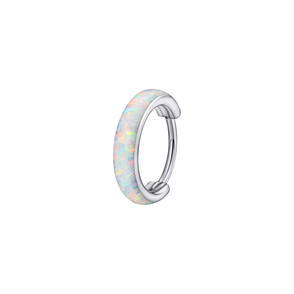 Chunky Opal Band Titanium Hinged Nose Hoop