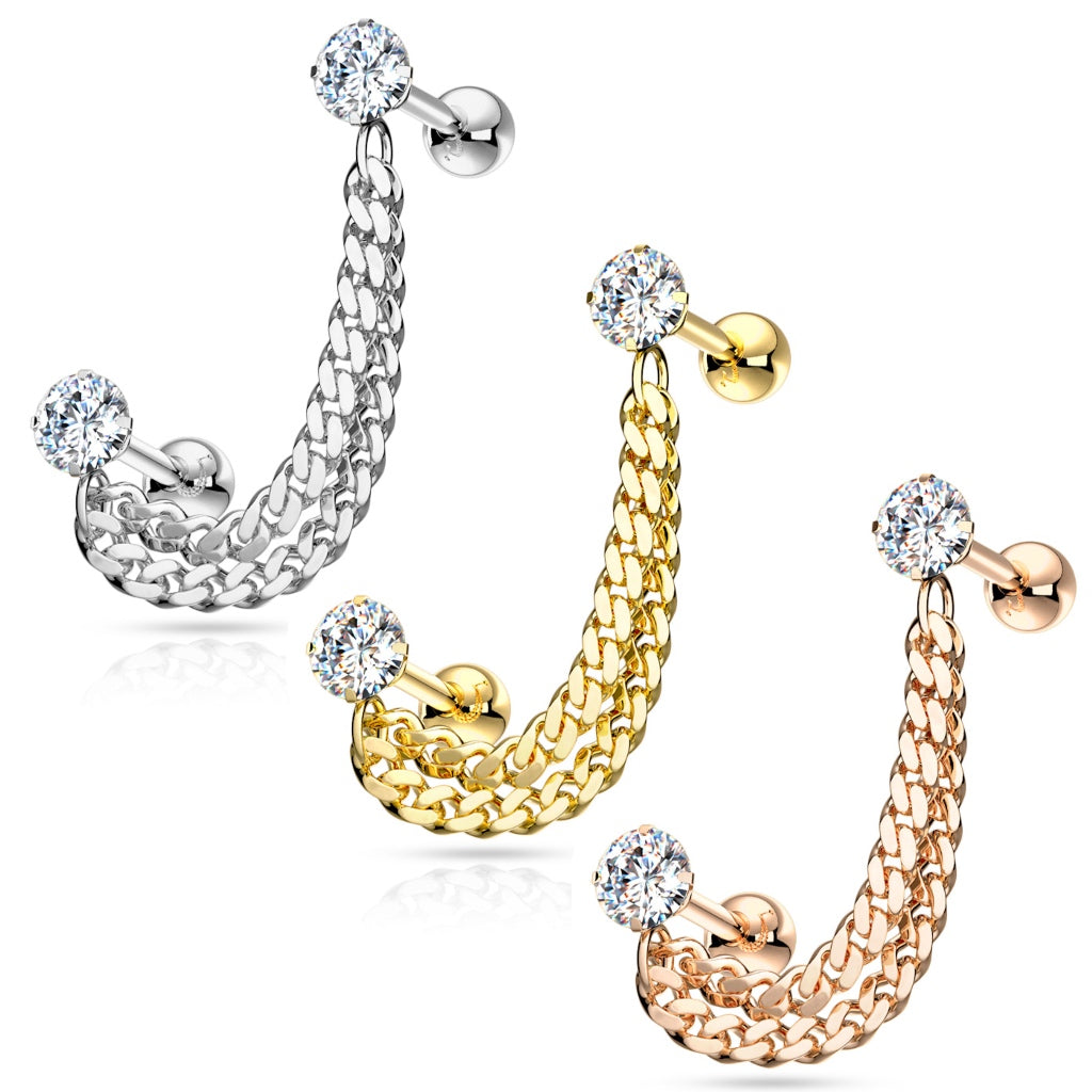 Double Chain Linked Cartilage Ring – Beauty Mark Body Jewelry