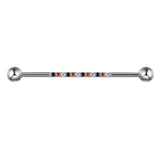Single Line of Gems Titanium Internally Threaded Industrial Barbell