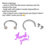 Titanium TINY GEM Horseshoe Nose Hoop 18g | Nose Ring
