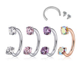 Titanium TINY GEM Horseshoe Nose Hoop 18g | Nose Ring