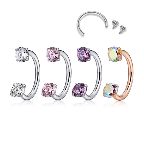 Titanium TINY GEM Horseshoe Nose Hoop 18g | Nose Ring