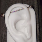 Single Line of Gems Titanium Internally Threaded Industrial Barbell