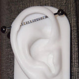 Single Line of Gems Titanium Internally Threaded Industrial Barbell