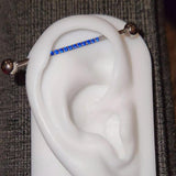 Single Line of Gems Titanium Internally Threaded Industrial Barbell