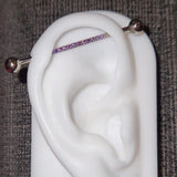 Single Line of Gems Titanium Internally Threaded Industrial Barbell