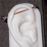 Single Line of Gems Titanium Internally Threaded Industrial Barbell