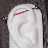 Single Line of Gems Titanium Internally Threaded Industrial Barbell