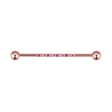 Single Line of Gems Titanium Internally Threaded Industrial Barbell