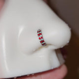 Titanium Double Row Micro Gems Hinged Nose Hoop